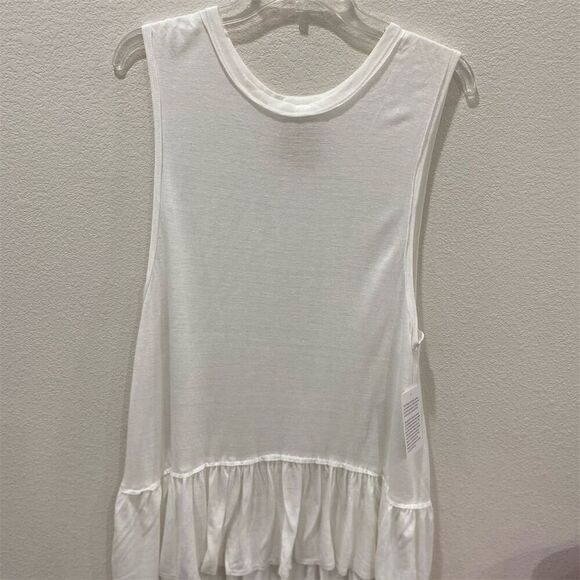 CHASER Women's White Sleeveless Ruffle Peplum Blouse Size M - Picture 1 of 6